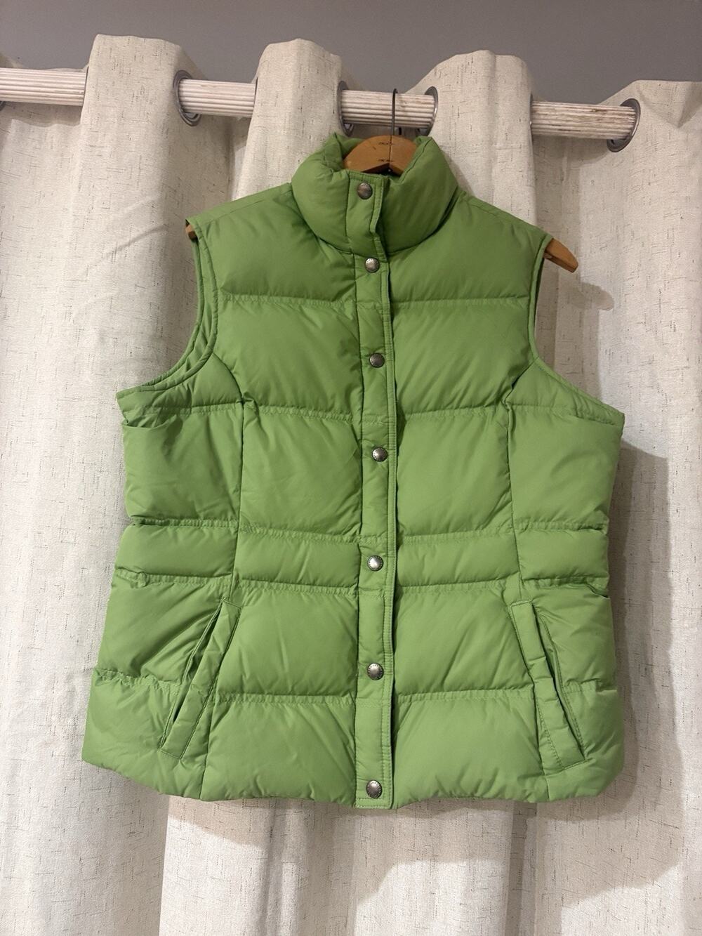 Lands End Womens Puffer Vest Sz M 10-12 Down Feather Green NWOT